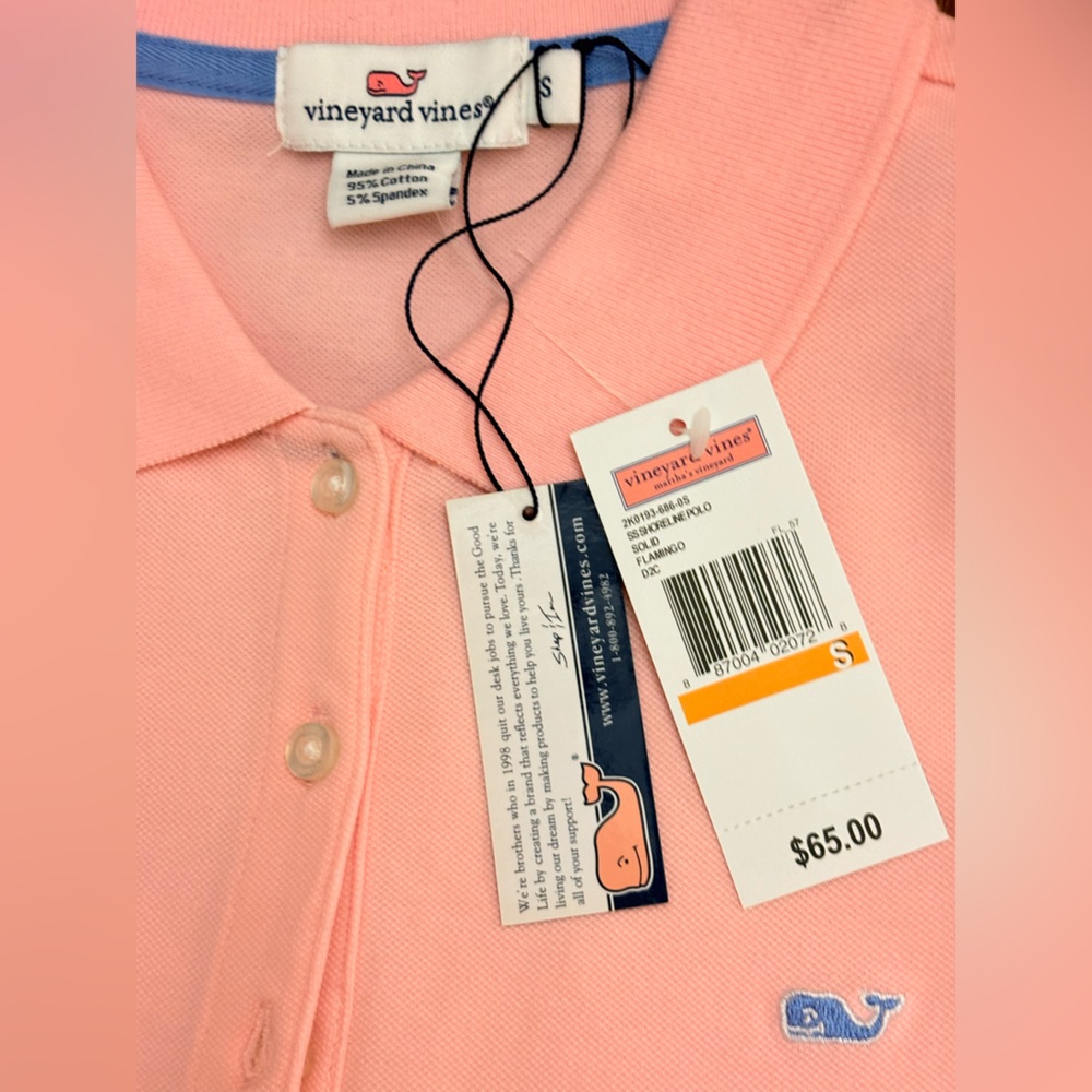 VINEYARD VINES WOMENS PINK POLO TOP SHIRT SIZE SMALL NEW WITH TAGS SEE PICS - Picture 9 of 10